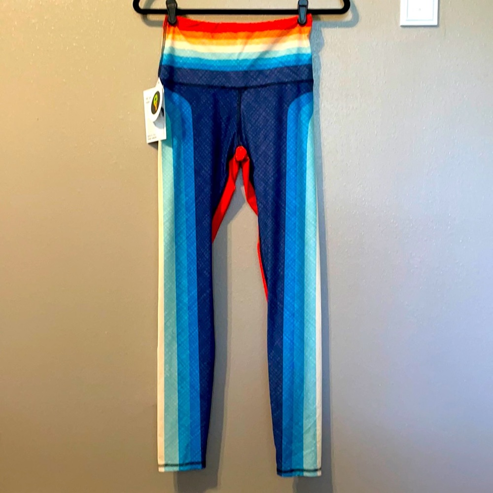 High Waisted retro rainbow leggings NWT small
